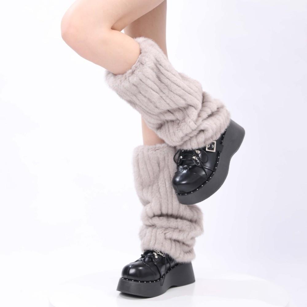 Harajuku Style Faux Fur Furry Leg Warmers Japanese Style 25/40/50cm Lolita Boots Cover Sweet Soft Long Tube Sock Spicy Girls