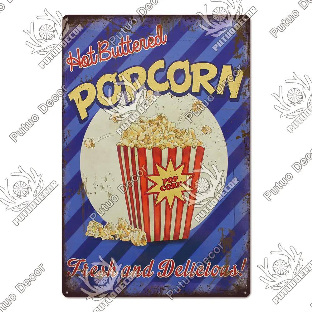 Putuo Decor Donuts Dessert Vintage Plaque Metal Plate Tin Sign Wall Art Decor Retro Poster for Kitchen Cafe Home Iron Painting