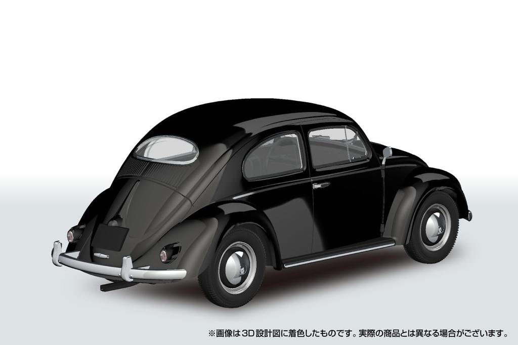 Aoshima Bunka Kyozai Scale Rakupla Snap Kit Volkswagen Beetle Black Plastic Model Kit 1/32 No. 20-BK Pre-Colored (Car)