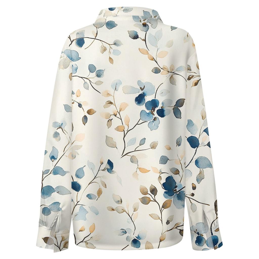 Women's Shirt Blouse Print Button Long Sleeve Casual Basic Shirt Collar Regular Top