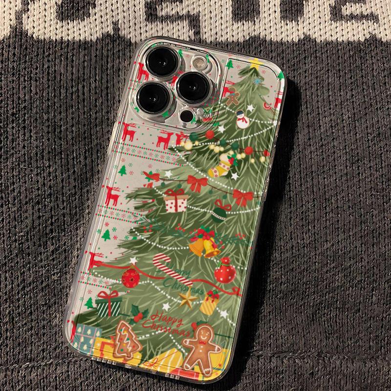 Christmas Day Gifts Phone Case For iPhone 16 Pro Max 15 14 13 12 11 Mini 7 8 Plus X XS XR SE2 Cartoon Transparent Silicone Cover