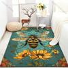 Vintage Bee Sunflower Print Carpet for Living Room Bedroom Bedside Sofa Table Floor Mat Music Room Area Rug Home Decor Gifts