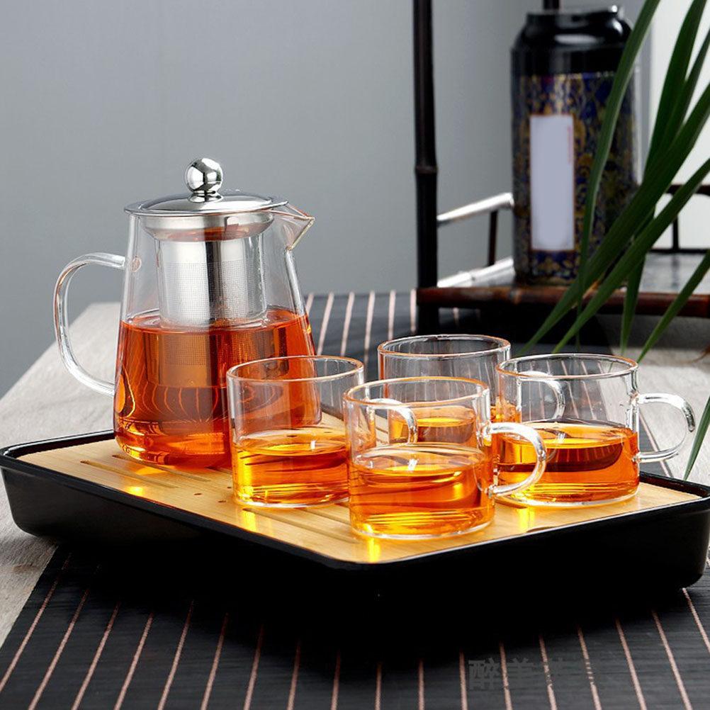 Exquisite Heavy Duty Glass Teapot with Built-in Tea Infuser for Kung Fu Flower Fruit Herbal Tea Stovetop Compatible Clear Teapot