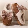 Lovely Bow Women Winter Toe Wrap Warm Solid Cotton Slippers Thick Soft Sole Slides Femmer Indoor Floor Flat Home Non-slip Shoes