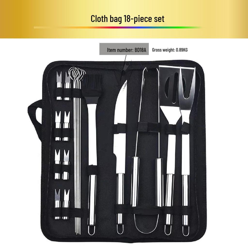 Outdoor BBQ Stainless Steel Tool Set: Knife, Fork, and Spatula