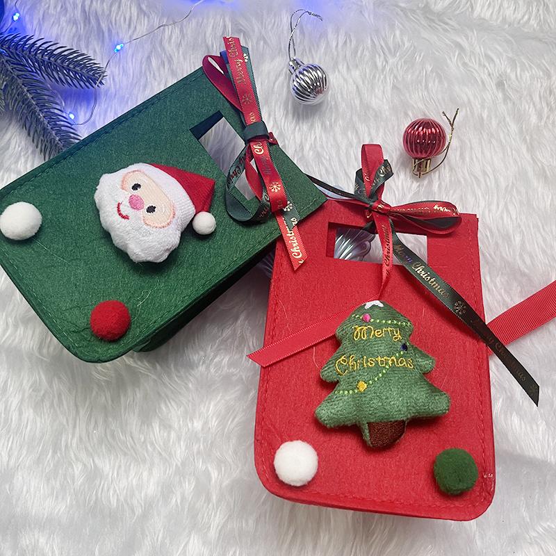 1pc Christmas Apple Non-woven Bag 3D Santa Claus Doll Xmas Tree Ornament Candy New Year Gifts Packaging Boxes Party Supplies