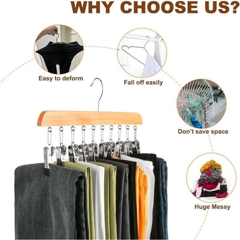 ABBP-Closet Organizer With 10 Clips - Space Saving Hanging Closet Organizer, For Leggings, Pants & Scarves
