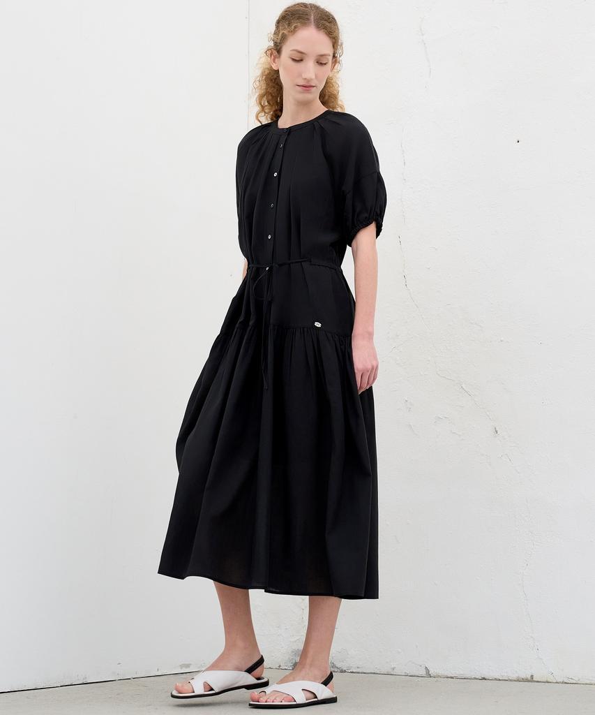 MITTE Flare Pin-Tuck Dress_Black