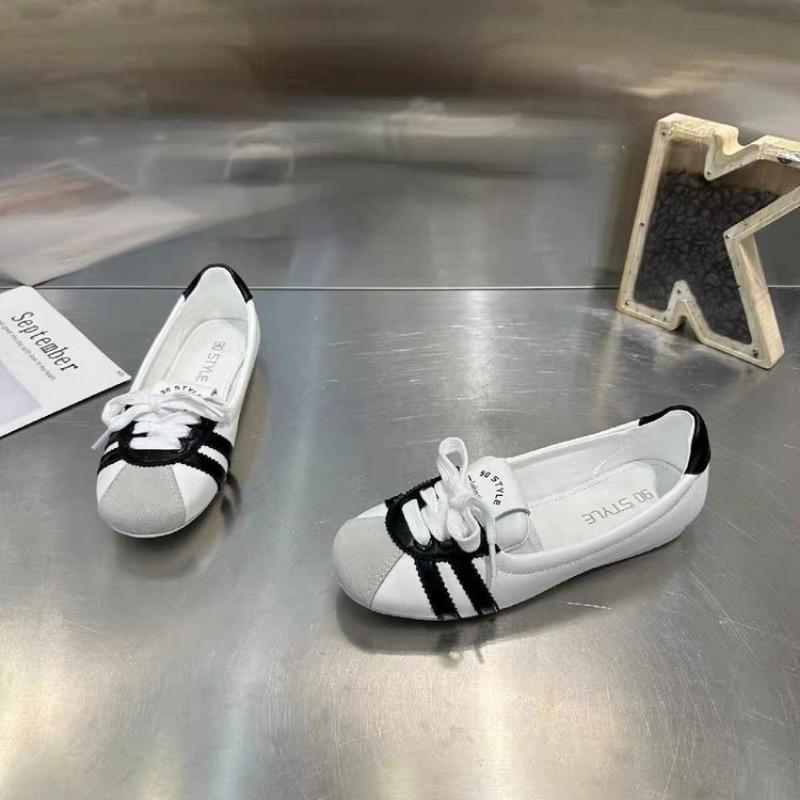 Women's Flats New Fashion Patchwork Breathable Slip-On Casual Sneakers Girls Comfortable Lace-up Ballet Flat Shoes Loafers