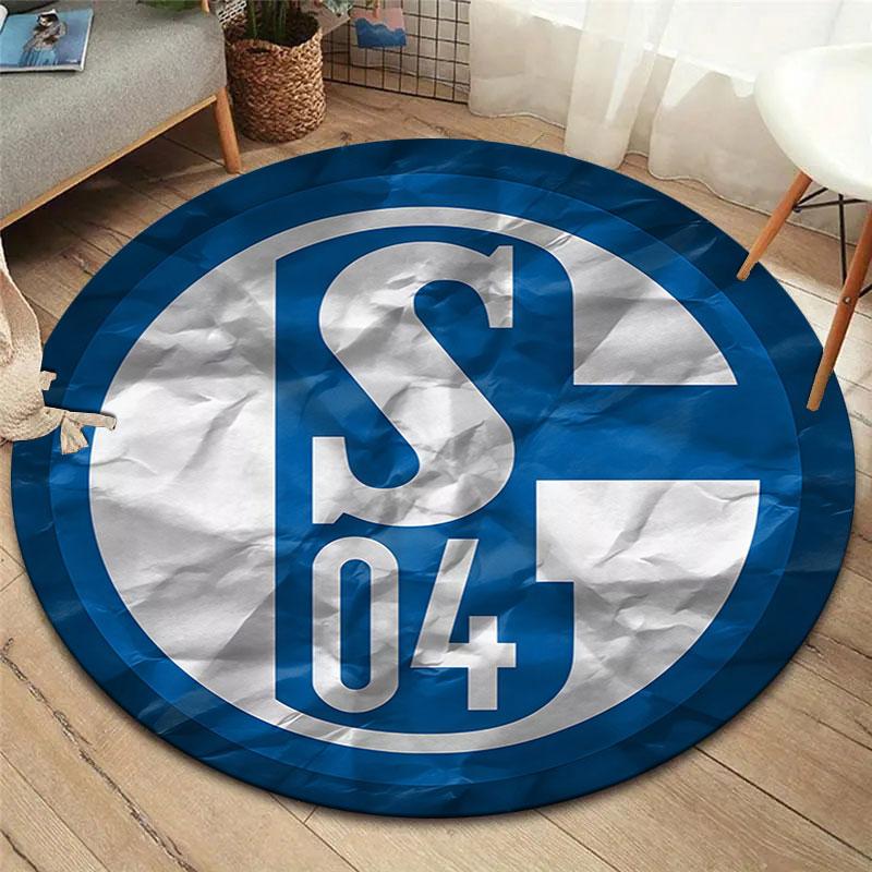 FC Schalke 04 Round Area Rug,Carpet Rug for Living Room Bedroom Sofa Playroom Decor,Non-slip Floor Mat