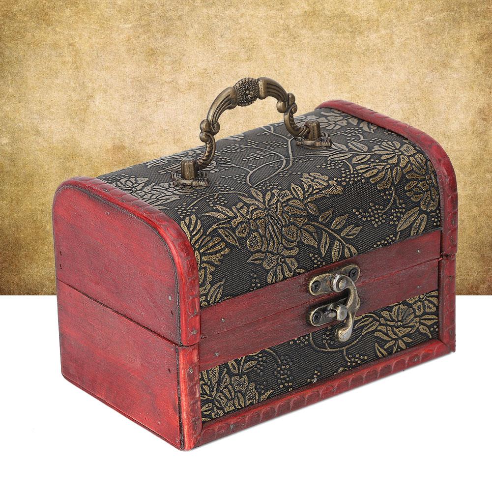 Vintage Square Jewelry Storage Box Handmade Wooden Decorative Display Case