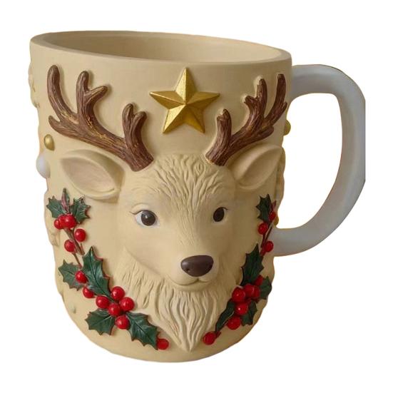 Christmas Coffee Cup Christmas Tree Elk Stocking Gingerbread Man Mug 260ml Dishwasher Microwave Tea Cocoa Cup for Home Office Outdoor Use