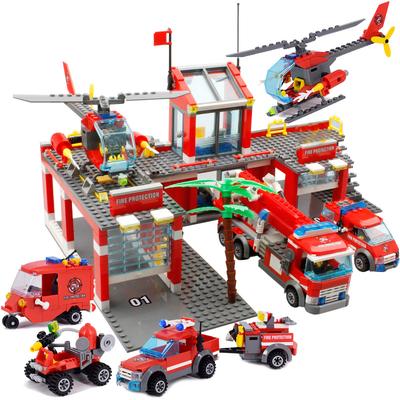244pcs Fire Fighting Rescue Trucks Car Building Blocks City Police Firefighter Bricks Children Boys Toys Christmas Gifts