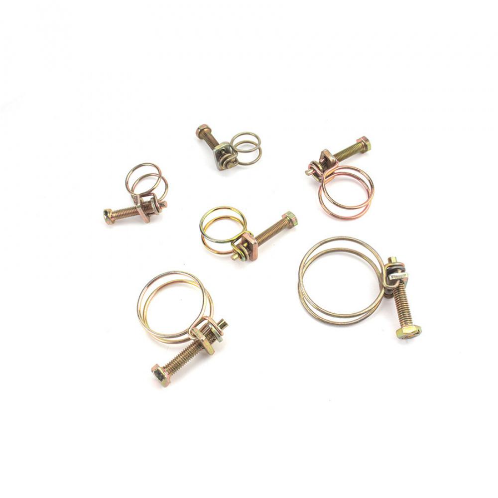 42pcs 6 Sizes Double Wire Hose Clamps Pipe Clip w/Screws Bolt Tight Fitting Kit
