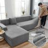 Fundas de Sofá para Sala de Estar Elásticas de Terciopelo Felpa Color Sólido Cubre Sofá Esquinero en Forma de L Funda para Sillón Decoración del Hogar