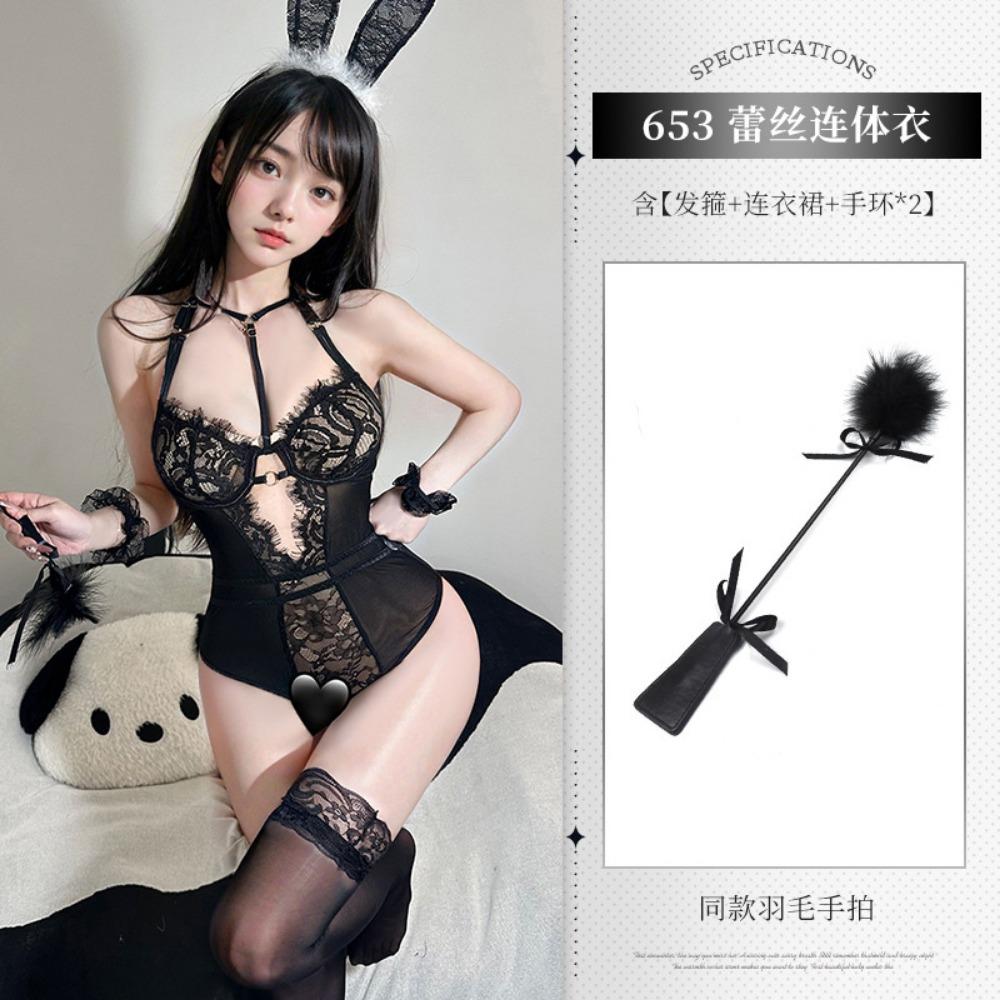 Xianyi Sexy Lingerie Lace Bunny Uniform Temptation Revealing Breasts Open Crotch Cos Sexy One-piece Clothes Free of Charge 653
