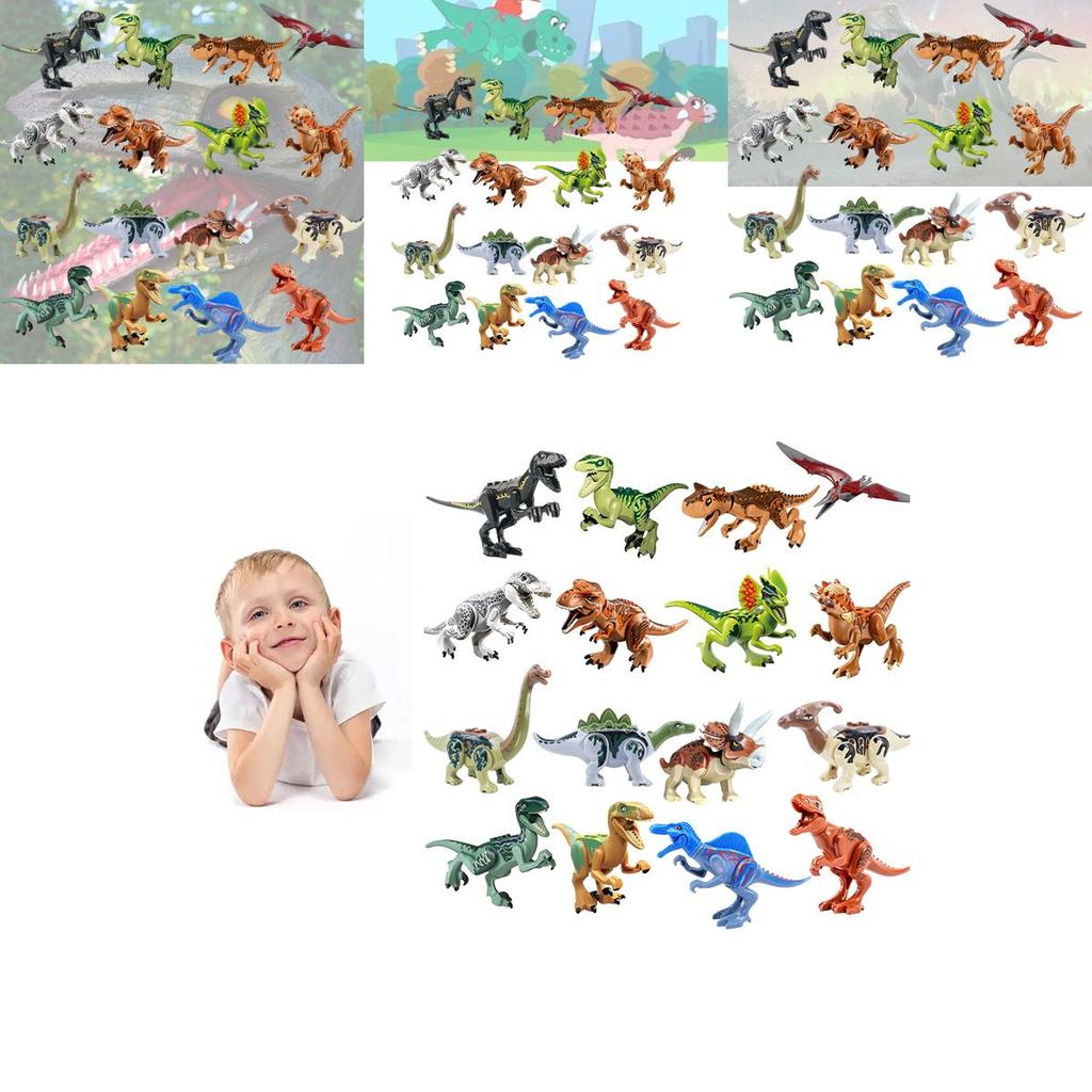 Moc Dinosaur Building Block Set Tyrannosaurus Rex Stegosaurus Pterodactyl Triceratops Velociraptor Diy Toy Bag