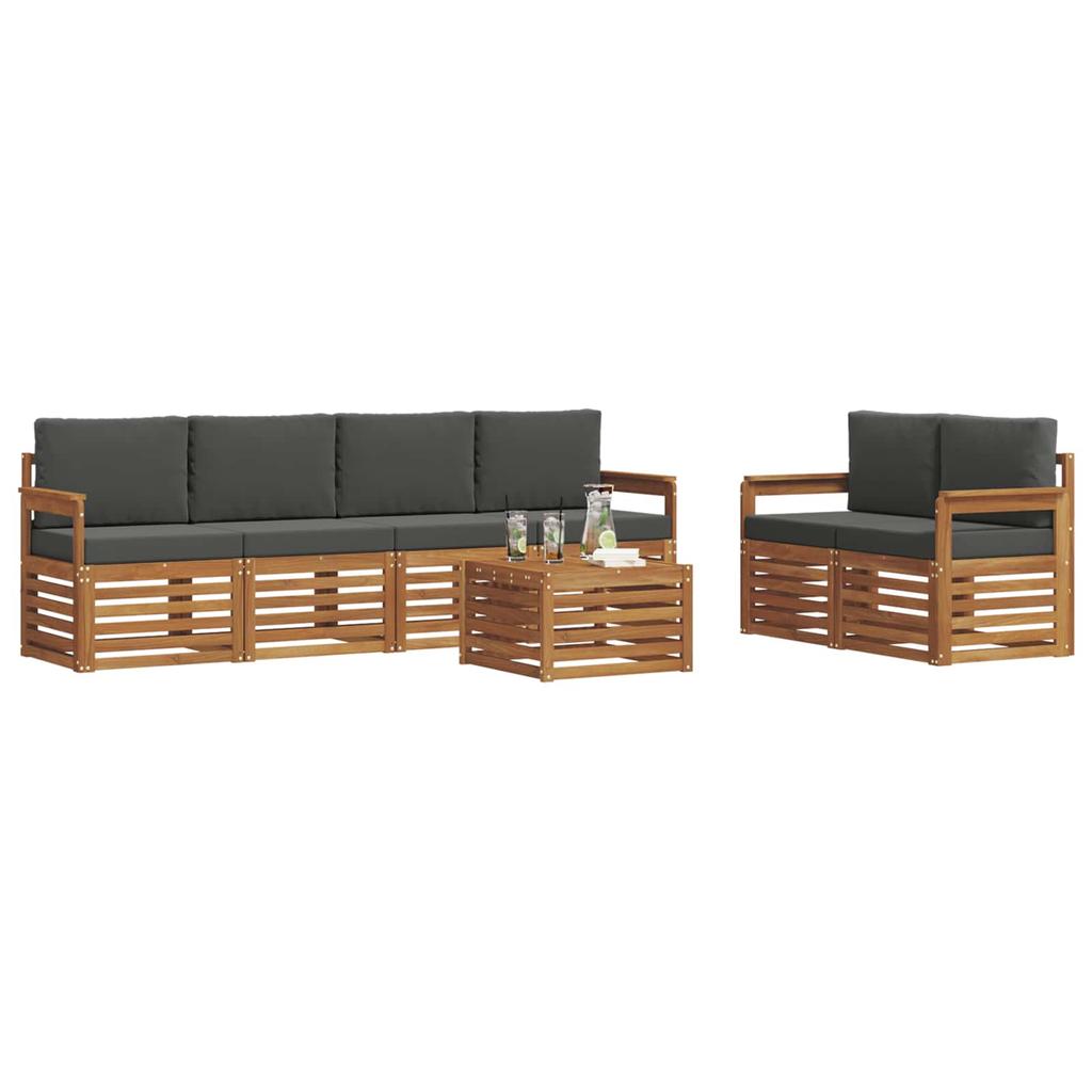 Outdoor Sofa Set with Cushions 7 pcs Natural and Anthracite
