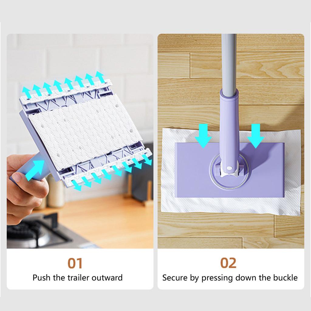 Effortlessly Cleaning Mini Sweeping Mop Flat Dust Mop with Auto Fabric Change 360°Rotation for Home Use Bathroom Mopping