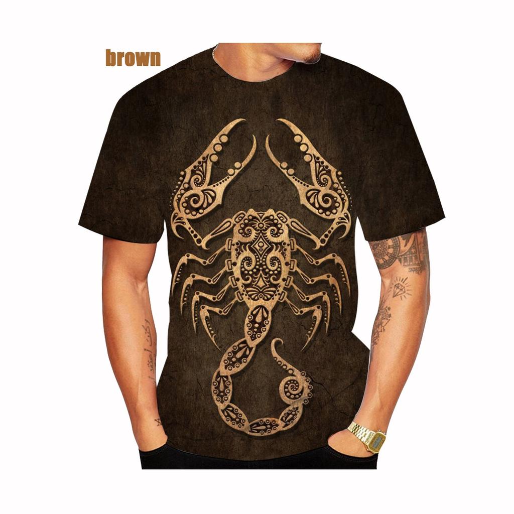 Letní móda Štír 3D potisk Unisex Cool tričko Vtipné Štír potisk Krátký rukáv Velikost