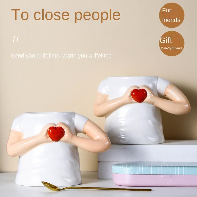 Creative Ceramic Mug Cute Heart Cup Coffee Cup Lovers Cup Meaningful Birthday Gift for Girlfriend