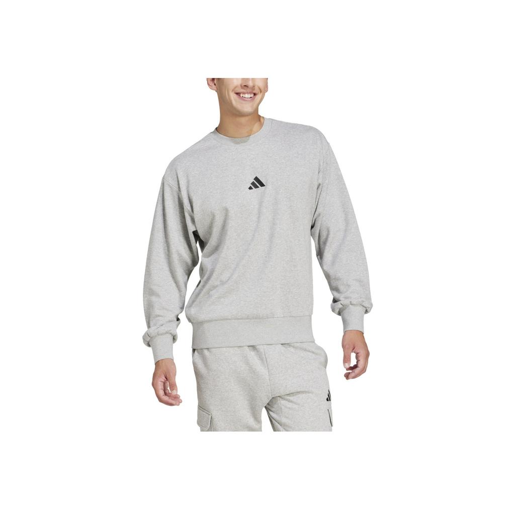 Adidas Essentials Feelcozy Fashion Simple Pullover Long Sleeve Sweatshirt Men Sweatshirt Gray JE3828
