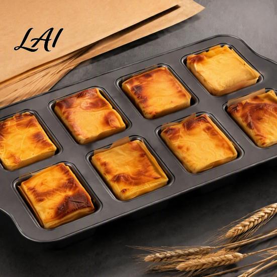 Professional Baking Supplies for Desserts 8-Cavity Mini Loaf Pan Set with 200Pcs Parchment Liners Heat Resistant Paper Nonstick Bakeware Rectangle