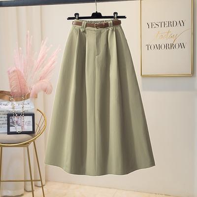 Women's Pleated A- Line Midi Skirt Women's Summer   High Waist Slimming Drapey Half-length Umbrella Skirt