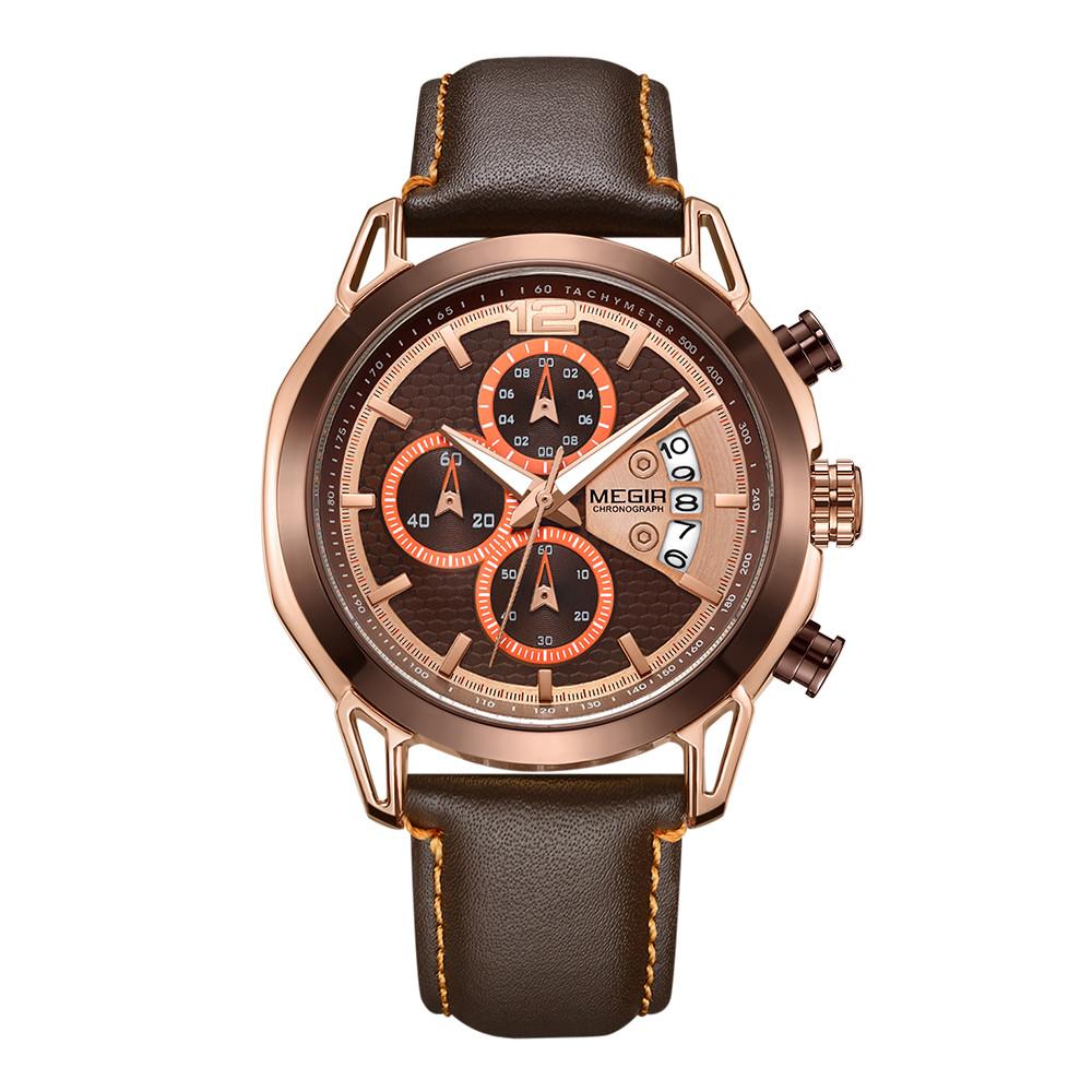 Creative MEGIR Chronograph Pánské hodinky Relogio Masculino Módní Kožené Quartz náramkové hodinky Pánské Clock Hour Army vojenské hodinky