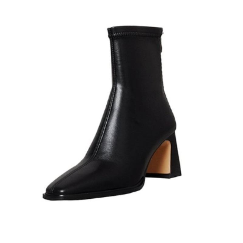 New Popular Vintage Warm Cotton Women Ankle Boots Elegant Square Toe Shoes Autumn Winter Thick Heel Women's Short Boots