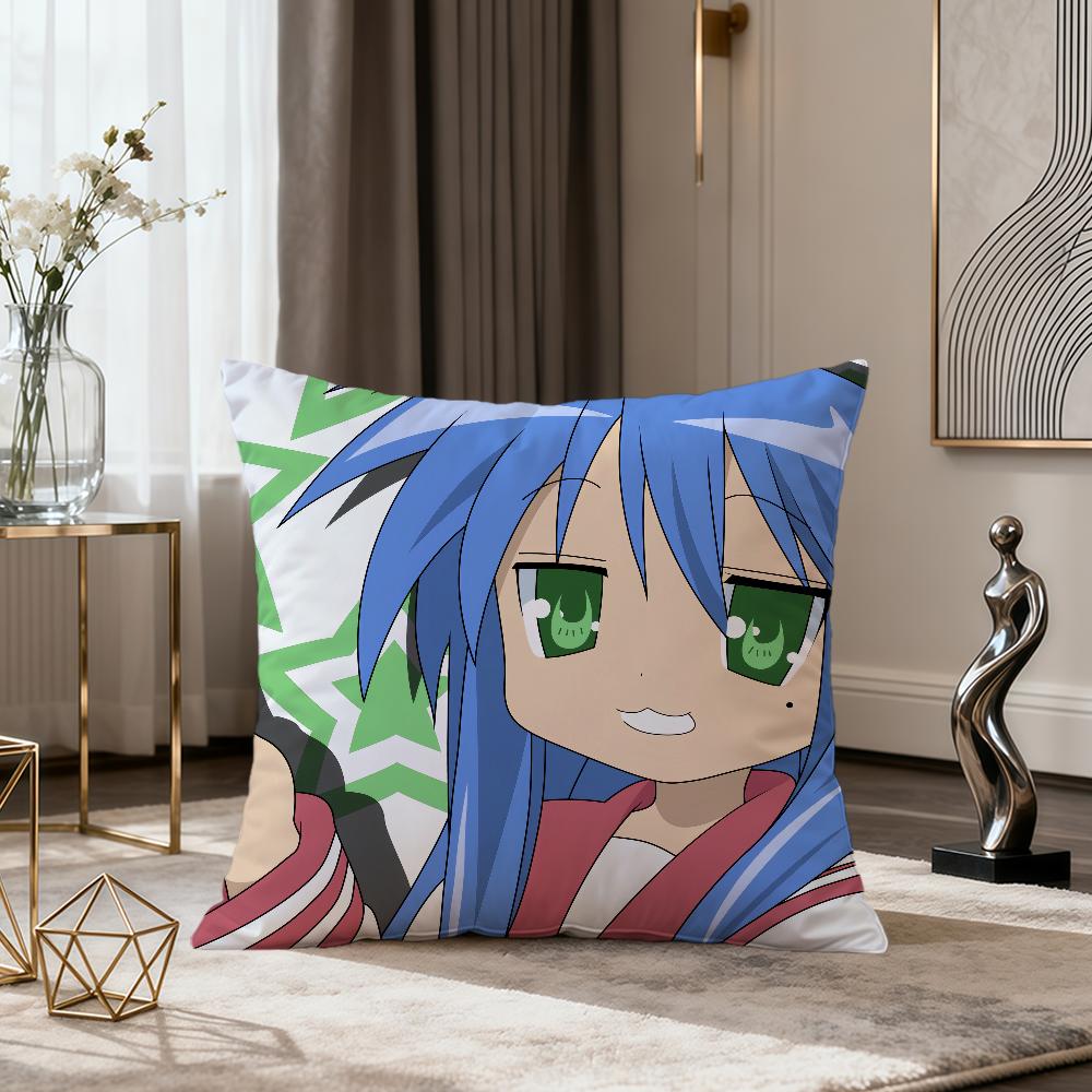 Anime Lucky Star Kawaii Cartoon cushion cover soft Comfort Pillowcase for Sofa nap Living Room party Home pet Decor Pillowcover