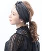 VINGTAINE Organza Satin Cross Turban Sheer and Headband, Elegant, HB-115-BK