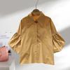 Summer Puff Short Sleeve Women Shirt Fashion New Elegant Loose Casual Lapel Blouse Female 2025 Solid Color Simple Office Tops Clothes Top 3505