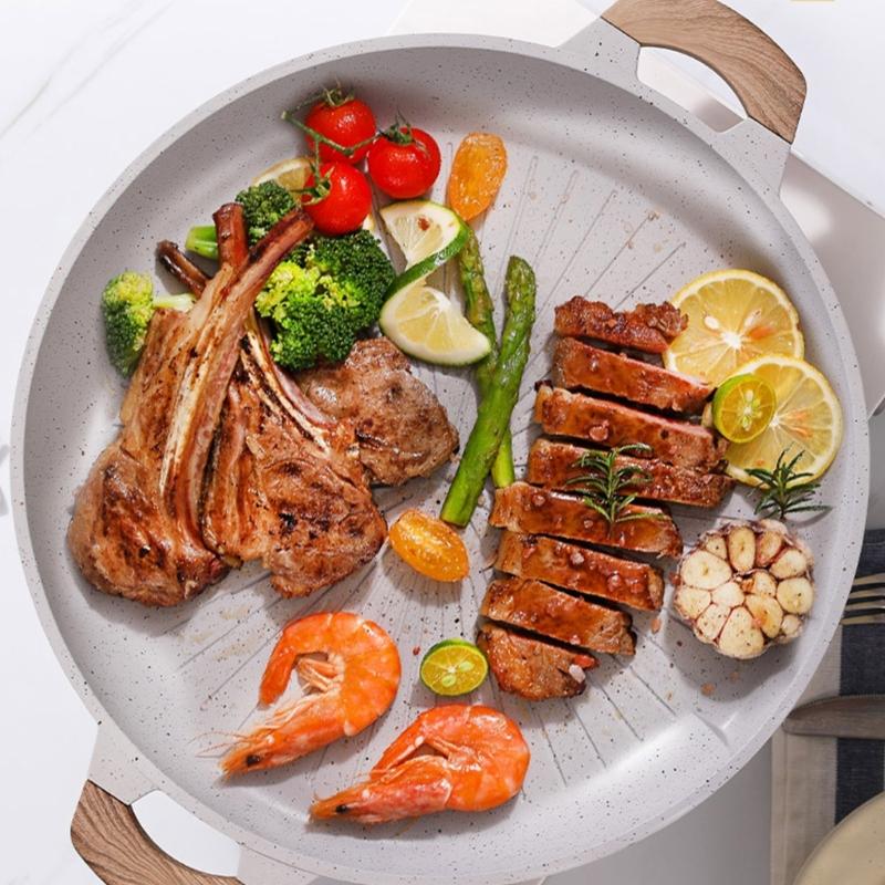 Functional Nonstick Barbecue Tray Efficient Aluminum BBQ Frying Pan Round Grill Tray For Home Kitchens And Outdoor Use