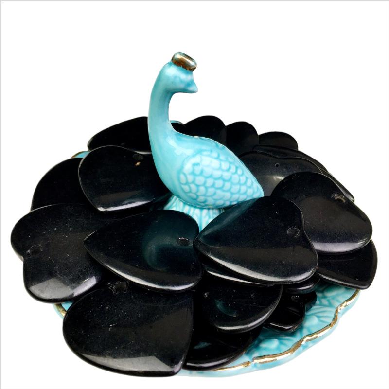 Natural Obsidian Heart Pendant 3-4cm Heart-Shaped Ornament Accessory