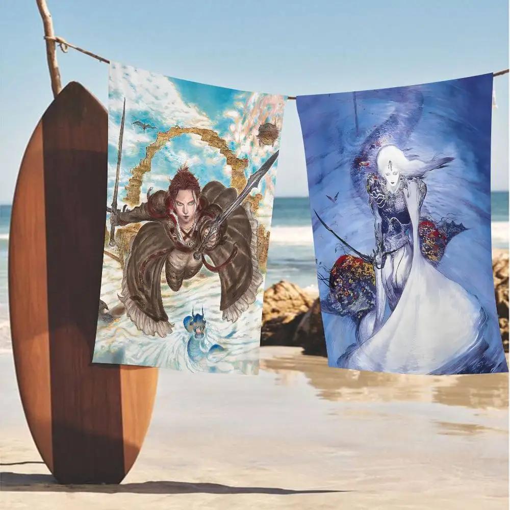 Y-Yoshitaka Amano Art Anime Beach Swimming Towel Soft Absorbent Washcloth Children's Gifts for Kids Travel Camping Gym