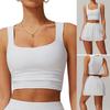 Longline Sports Bras for Women Square Neck Workout Tank Tops with Built In Bra Yoga Padded Crop Top Yoga Clothing Gifts