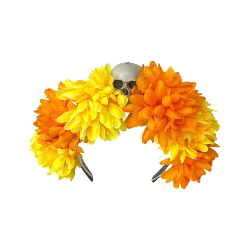 Spiders Flower Hairband Soft Fabric Comfortable Day of the Death Hairband for Halloween Parties Costume Event Daily Wear