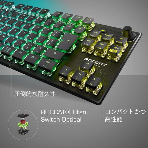 ROCCAT Mechanical Gaming Keyboard USB Computer Compatible Vulcan TKL Pro JP Japanese Layout Wired Black/Black Optical Linear Tenkeyless RGB Volume Dia