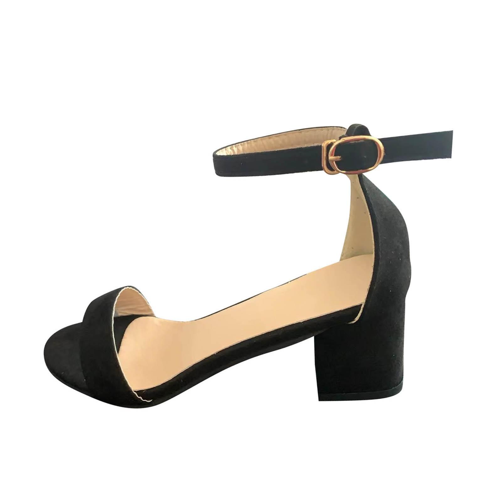 

Женская обувь Сандалии на толстом каблуке с односложным шнурком Женские сандалии чёрный