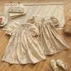2026 Summer French Cartoon Print Lace Collar Girls' Princess Dress - Short Sleeve