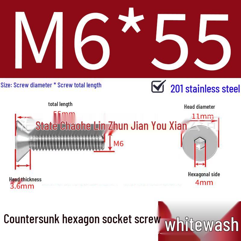 201 Stainless Steel Hex Socket Countersunk Flat Head Screws