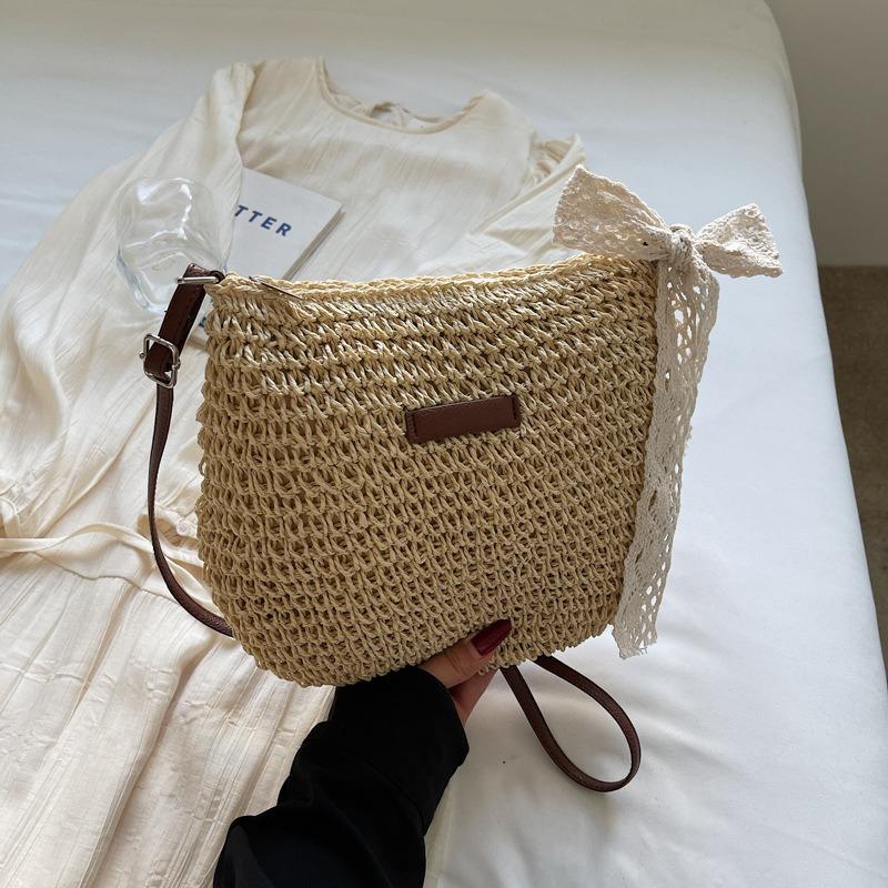 

Crossbody Woven Straw Bag Female Large Capacity 2025 New Summer Hundred Bucket Bag Seaside Vacation Beach Bag