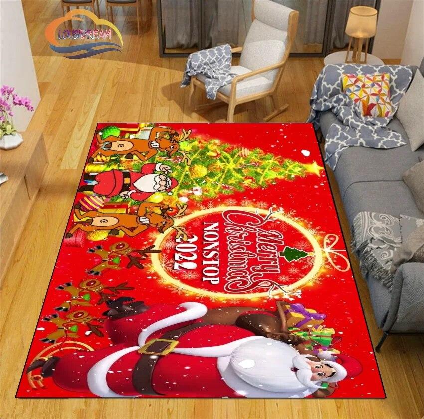 3D Printed Christmas Floor Mats Carpet  Santa  Fashion Bedroom Mat Living Room Office Children  Home Decor
