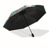 Psychedelic Panda Automatic Folding Umbrella  Simple Eight Rib Design, Bright Color Pattern, Durable Iron Frame, Ideal for Travel and Outdoo