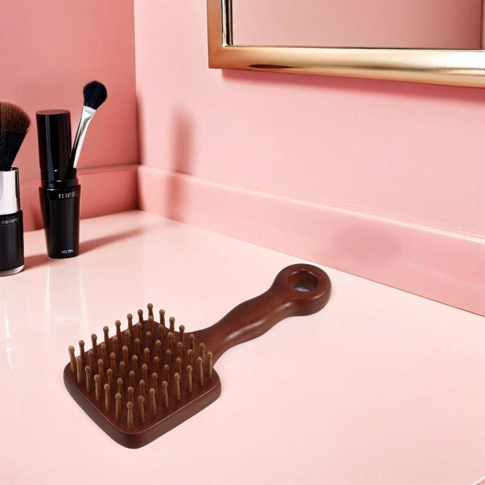 Long Handle Wooden Scalp Massager Anti-Static Meridian Hair Brush  Home Use