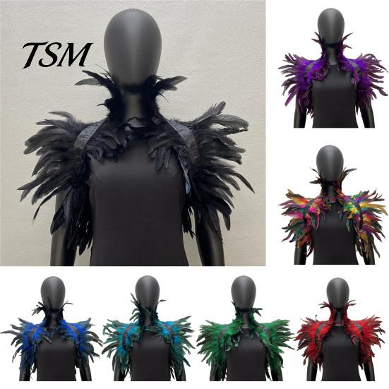 Keine Reizung Feder Schal Stola Schulterwickel Umhang Weich Verstellbar Retro Gotischer Kragen Mit Schwarzem Satinband Cosplay Party Körper Bühnenperformance