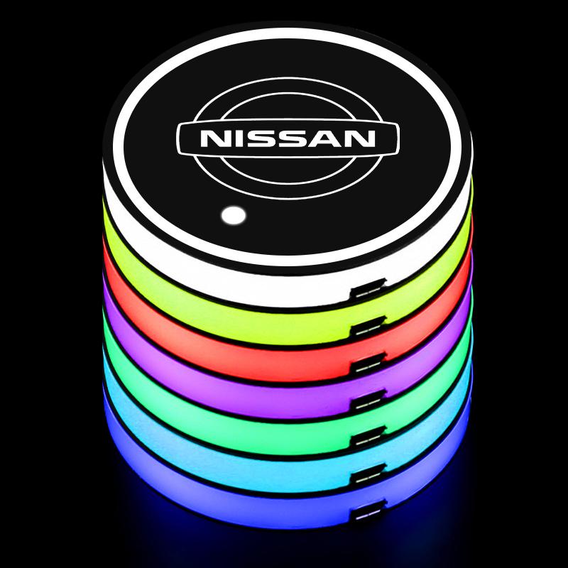 AUK2  Car Coaster Luminous Car Water Cup Holder Anti Slip Mat Non-Slip Pad Center Cover For Nissan X-trail Qashqai j10 j11 Juke Sentra