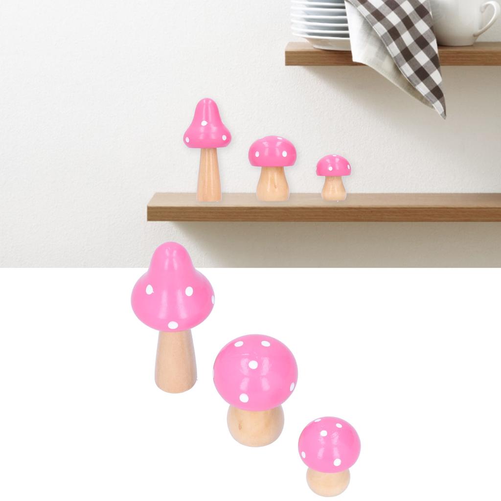 3PcsCelsiusSet Mushroom Crafts Innovative Cute Wooden Ornaments   Desktop Decoration