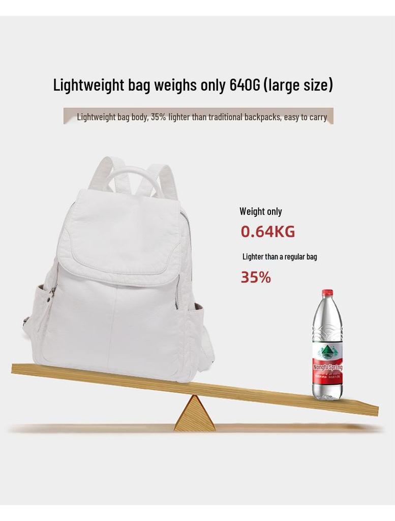 Women's Large Soft Leather Backpack - Casual Travel & College Bag